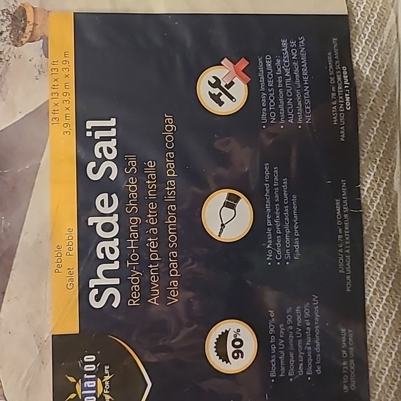 13 Ft Triangle Each - New pair of coolaroo shade sails- pebble (2) $firm - Picture 4 of 10